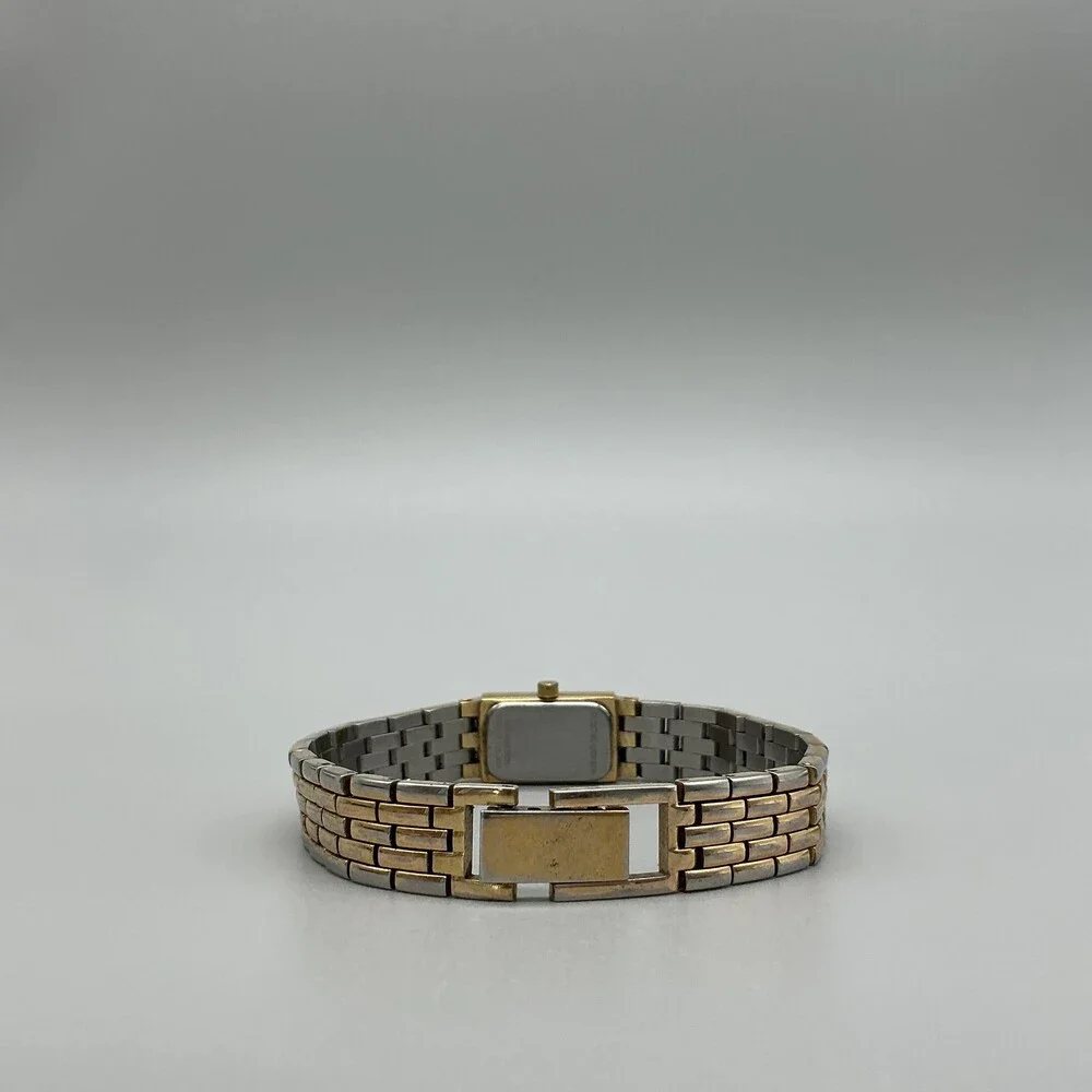 Vintage Bulova Womens Watch 12mm Black Dial Gold Tone Diamond New Battery